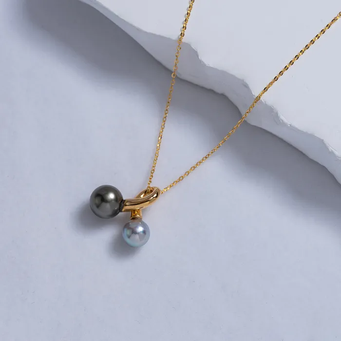 Necklaces Pearly Lustre 18K Solid Gold Tahitian Madama Pearl Necklace KN00148 HARMONY