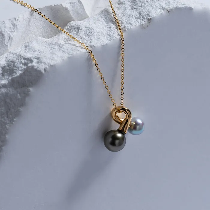 Necklaces Pearly Lustre 18K Solid Gold Tahitian Madama Pearl Necklace KN00148 HARMONY