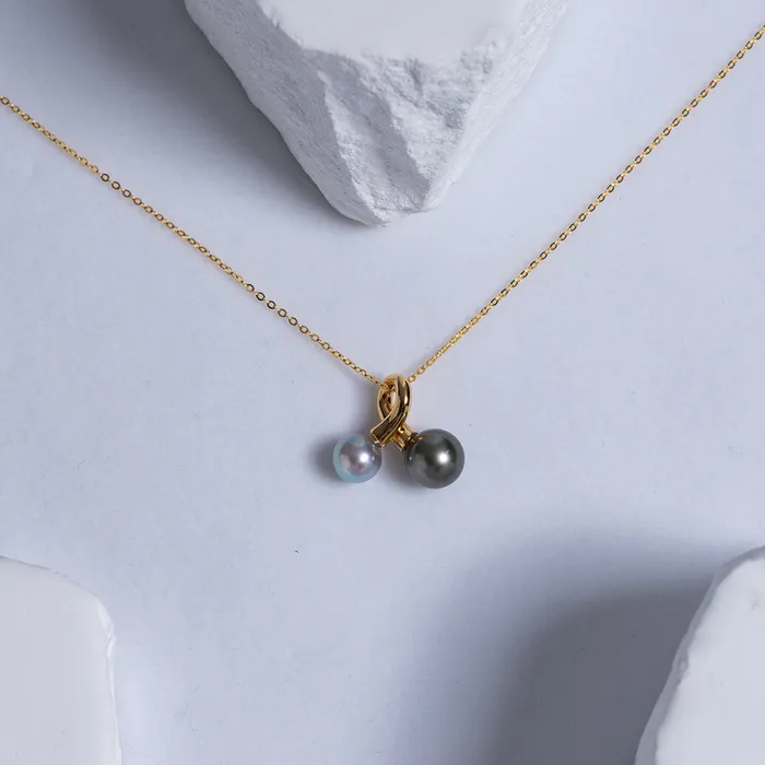 Necklaces Pearly Lustre 18K Solid Gold Tahitian Madama Pearl Necklace KN00148 HARMONY