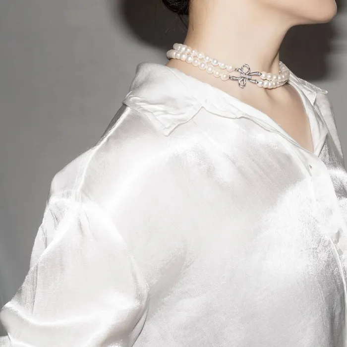 Necklaces Pearly Lustre Chocker Length 2Layer Freshwater Pearl Necklace WN00224