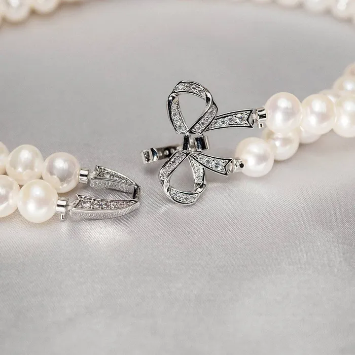 Necklaces Pearly Lustre Chocker Length 2Layer Freshwater Pearl Necklace WN00224