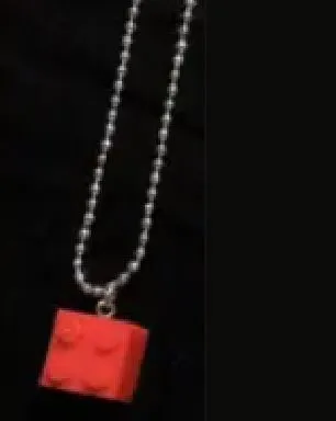 Necklaces polly L299 Red Building Block on Beaded Chain Necklace FREE Earrings