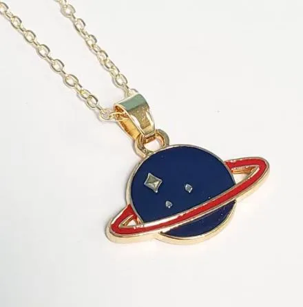 Necklaces POLLY L33 Gold Blue Planet Necklace