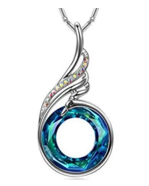 Necklaces polly N1320 Silver Peacock Iridescent BlueGreen Gem Necklace with FREE Earrings Necklaces polly N1320 Silver Peacock Iridescent BlueGreen Gem Necklace with FREE Earrings