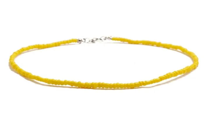 Necklaces polly N640 Silver Yellow Seed Bead Choker Necklace with FREE Earrings
