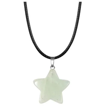 Necklaces POLLY N767 White Frosted Star Natural Quartz Stone on Leather Cord Necklace with FREE Earrings Necklaces POLLY N767 White Frosted Star Natural Quartz Stone on Leather Cord Necklace with FREE Earrings