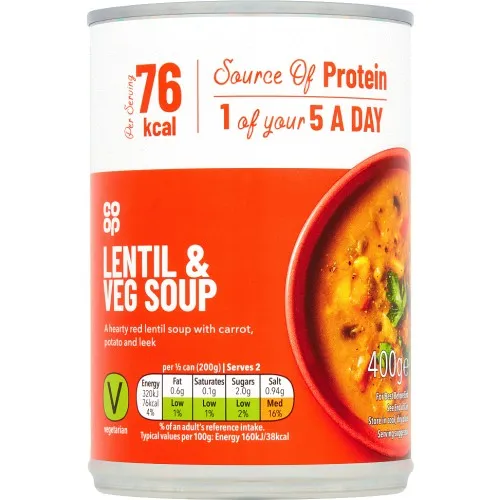Necklaces Snack Connect Co Op Lentil and Vegetable Soup 400g