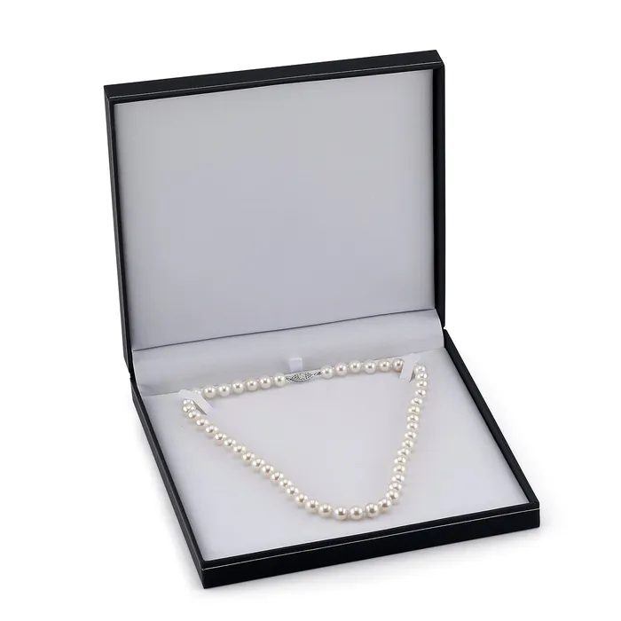 Necklaces spt 8085mm White Freshwater Pearl Diamond Adjustable YShape Necklace AAAA Quality