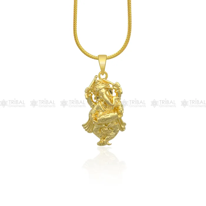 Necklaces TRIBAL ORNAMENTS 925 sterling silver gold polished Lord Ganesha divine pendant nsp903 Necklaces TRIBAL ORNAMENTS 925 sterling silver gold polished Lord Ganesha divine pendant nsp903