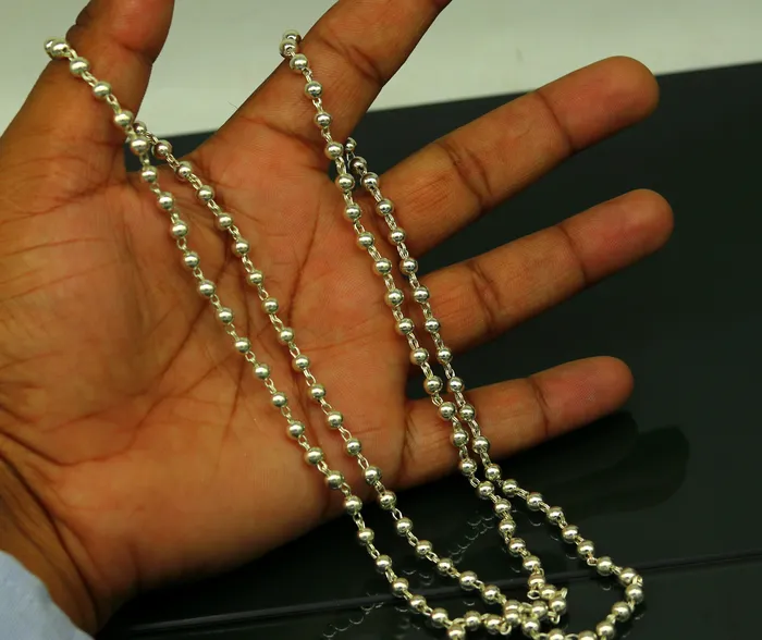 Necklaces TRIBAL ORNAMENTS 925 sterling silver handmade customized design japp mala 108 silver beads chanting chain necklace for praying mantra to god ch78