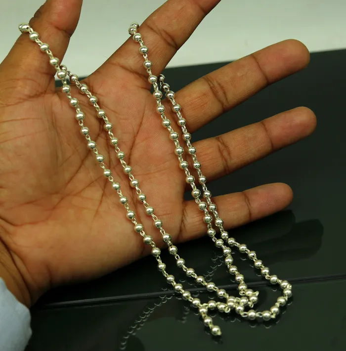 Necklaces TRIBAL ORNAMENTS 925 sterling silver handmade customized design japp mala 108 silver beads chanting chain necklace for praying mantra to god ch78