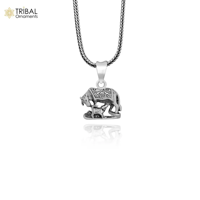 Necklaces TRIBAL ORNAMENTS 925 sterling silver handmade elegant divine kamdhenu cow with calf pendant amazing cow and calf pendant attractive pendant ssp1568 Necklaces TRIBAL ORNAMENTS 925 sterling silver handmade elegant divine kamdhenu cow with calf pendant amazing cow and calf pendant attractive pendant ssp1568