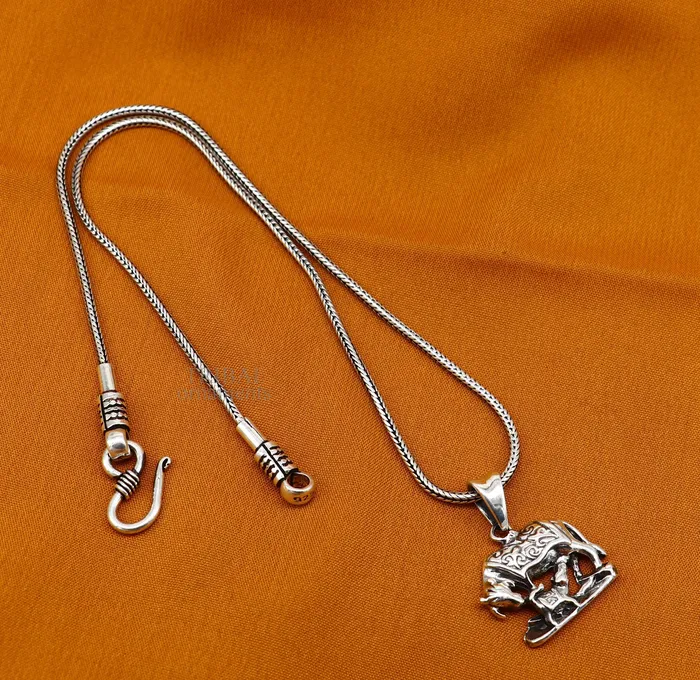 Necklaces TRIBAL ORNAMENTS 925 sterling silver handmade elegant divine kamdhenu cow with calf pendant amazing cow and calf pendant attractive pendant ssp1568