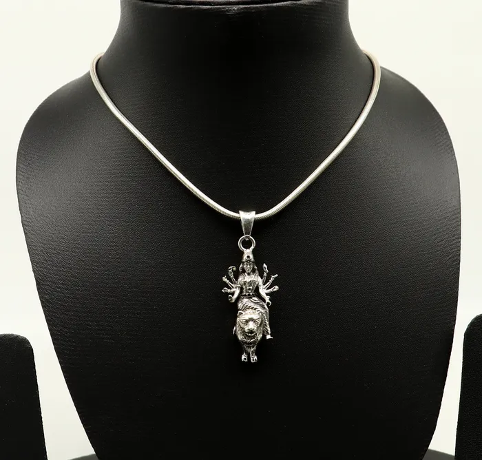 Necklaces TRIBAL ORNAMENTS 925 sterling silver handmade Goddess bhawani Durga maa pendant amazing unisex pendant locket personalized jewelry tribal jewelry ssp535