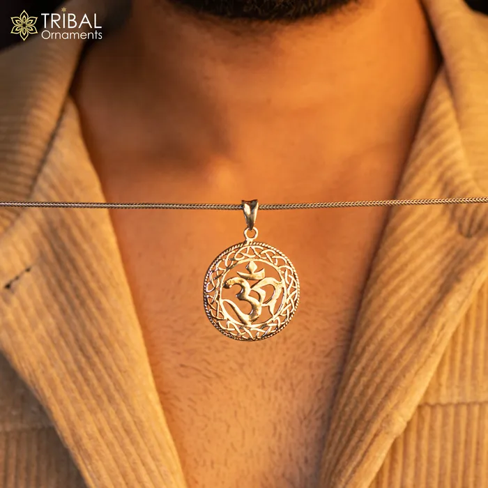 Necklaces TRIBAL ORNAMENTS 925 sterling silver handmade mantra symbol Aum OM pendant amazing stylish unisex pendant locket personalized new fancy jewelry ssp568