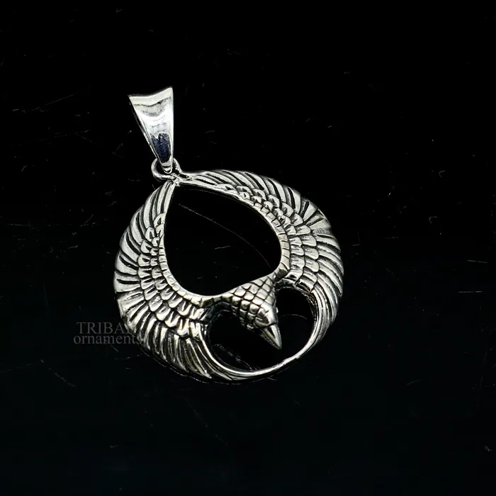 Necklaces TRIBAL ORNAMENTS 925 sterling silver Hindu idol Lord Vishnu vahan Garuda eagle pendant excellent gifting unisex locket pendant customized jewelry ssp1435