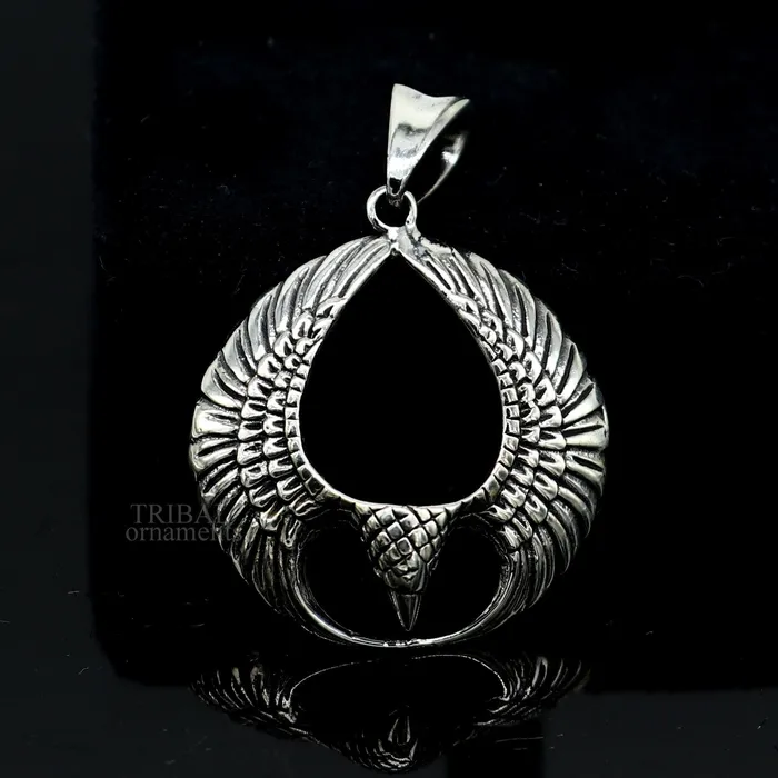 Necklaces TRIBAL ORNAMENTS 925 sterling silver Hindu idol Lord Vishnu vahan Garuda eagle pendant excellent gifting unisex locket pendant customized jewelry ssp1435