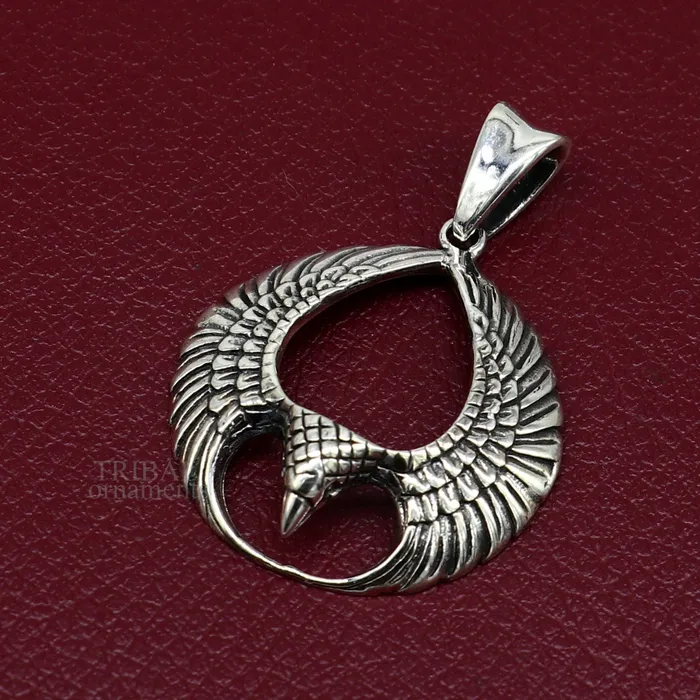 Necklaces TRIBAL ORNAMENTS 925 sterling silver Hindu idol Lord Vishnu vahan Garuda eagle pendant excellent gifting unisex locket pendant customized jewelry ssp1435