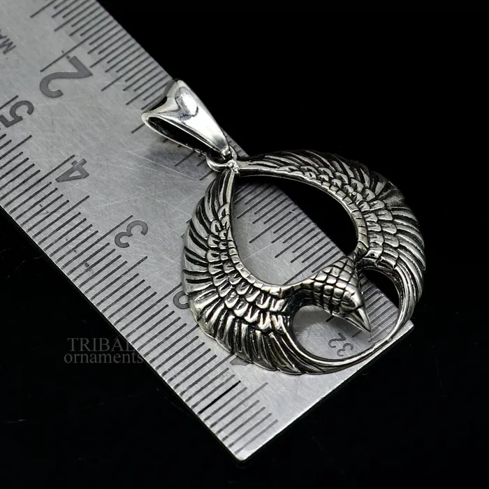 Necklaces TRIBAL ORNAMENTS 925 sterling silver Hindu idol Lord Vishnu vahan Garuda eagle pendant excellent gifting unisex locket pendant customized jewelry ssp1435