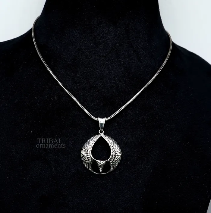 Necklaces TRIBAL ORNAMENTS 925 sterling silver Hindu idol Lord Vishnu vahan Garuda eagle pendant excellent gifting unisex locket pendant customized jewelry ssp1435