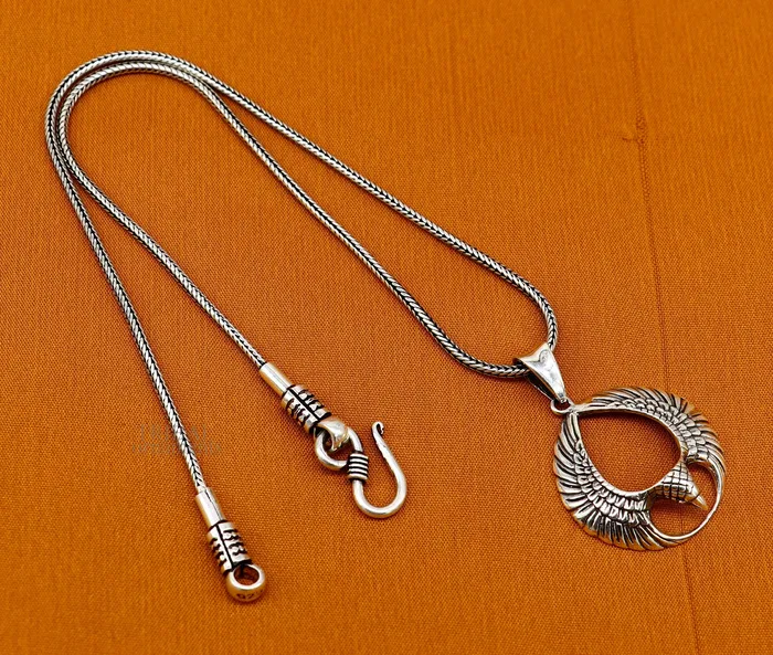 Necklaces TRIBAL ORNAMENTS 925 sterling silver Hindu idol Lord Vishnu vahan Garuda eagle pendant excellent gifting unisex locket pendant customized jewelry ssp1435