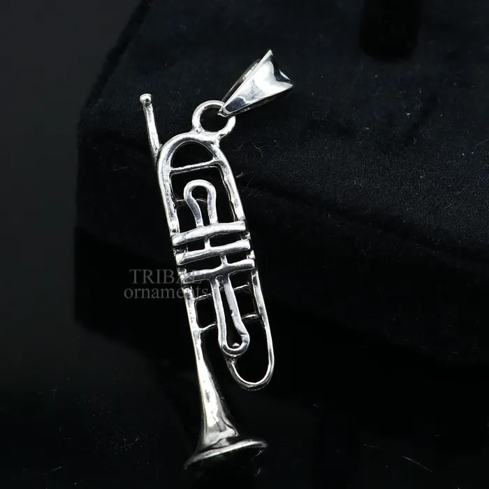 Necklaces TRIBAL ORNAMENTS 925 sterling silver small trumpet or cornet pendant amazing musical instrument pendant for best wishes gift from india ssp1554