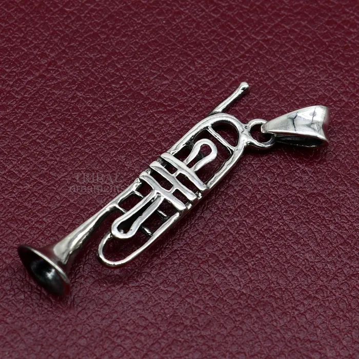 Necklaces TRIBAL ORNAMENTS 925 sterling silver small trumpet or cornet pendant amazing musical instrument pendant for best wishes gift from india ssp1554