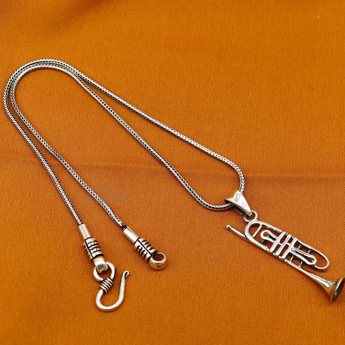 Necklaces TRIBAL ORNAMENTS 925 sterling silver small trumpet or cornet pendant amazing musical instrument pendant for best wishes gift from india ssp1554