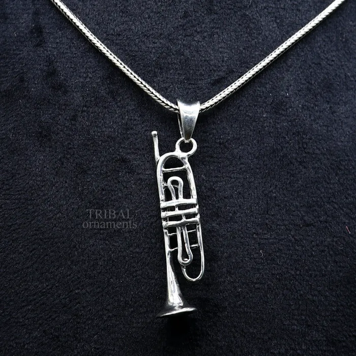 Necklaces TRIBAL ORNAMENTS 925 sterling silver small trumpet or cornet pendant amazing musical instrument pendant for best wishes gift from india ssp1554