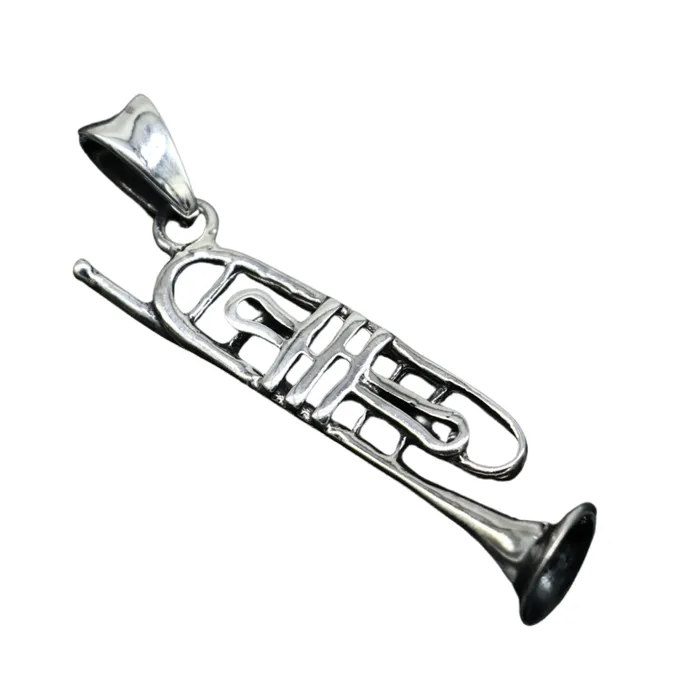 Necklaces TRIBAL ORNAMENTS 925 sterling silver small trumpet or cornet pendant amazing musical instrument pendant for best wishes gift from india ssp1554