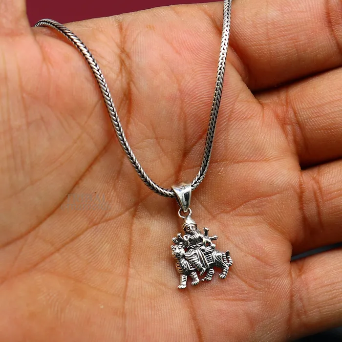 Necklaces TRIBAL ORNAMENTS Divine 925 sterling silver blessing Goddess bhawani Durga mataji pendant amazing unisex pendant locket goddess tribal jewelry ssp1683