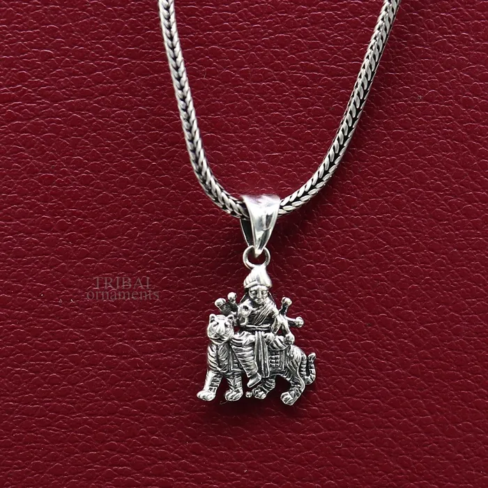 Necklaces TRIBAL ORNAMENTS Divine 925 sterling silver blessing Goddess bhawani Durga mataji pendant amazing unisex pendant locket goddess tribal jewelry ssp1683