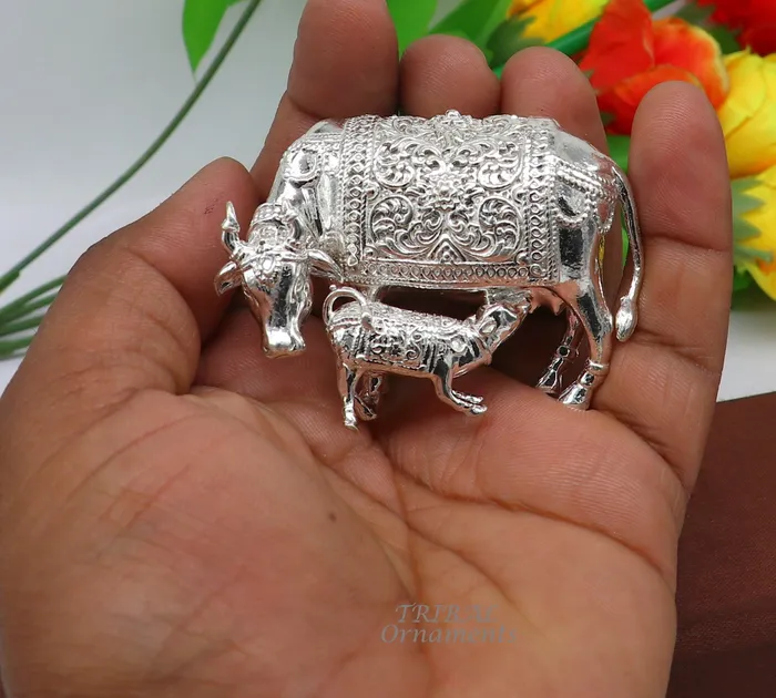 Necklaces TRIBAL ORNAMENTS Divine cow and calf 925 sterling silver vintage design Kamdhenu cow deitys cow wishing cow silver cow for wealth and prosperity art588 Necklaces TRIBAL ORNAMENTS Divine cow and calf 925 sterling silver vintage design Kamdhenu cow deitys cow wishing cow silver cow for wealth and prosperity art588