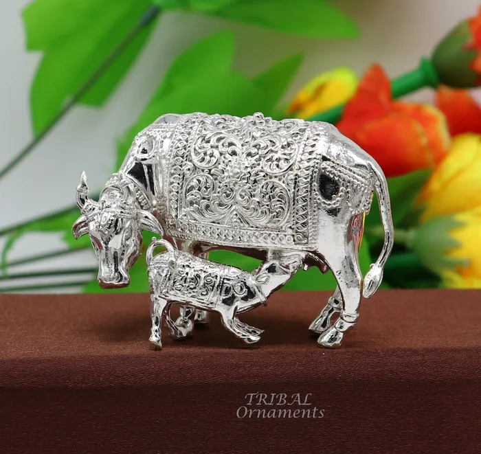 Necklaces TRIBAL ORNAMENTS Divine cow and calf 925 sterling silver vintage design Kamdhenu cow deitys cow wishing cow silver cow for wealth and prosperity art588 Necklaces TRIBAL ORNAMENTS Divine cow and calf 925 sterling silver vintage design Kamdhenu cow deitys cow wishing cow silver cow for wealth and prosperity art588