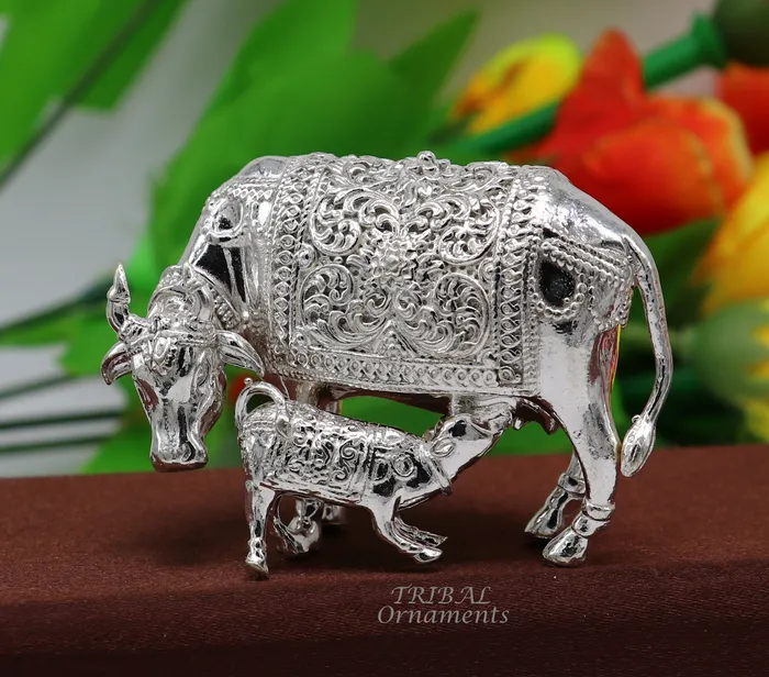 Necklaces TRIBAL ORNAMENTS Divine cow and calf 925 sterling silver vintage design Kamdhenu cow deitys cow wishing cow silver cow for wealth and prosperity art588 Necklaces TRIBAL ORNAMENTS Divine cow and calf 925 sterling silver vintage design Kamdhenu cow deitys cow wishing cow silver cow for wealth and prosperity art588