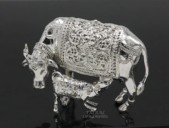 Necklaces TRIBAL ORNAMENTS Divine cow and calf 925 sterling silver vintage design Kamdhenu cow deitys cow wishing cow silver cow for wealth and prosperity art588 Necklaces TRIBAL ORNAMENTS Divine cow and calf 925 sterling silver vintage design Kamdhenu cow deitys cow wishing cow silver cow for wealth and prosperity art588
