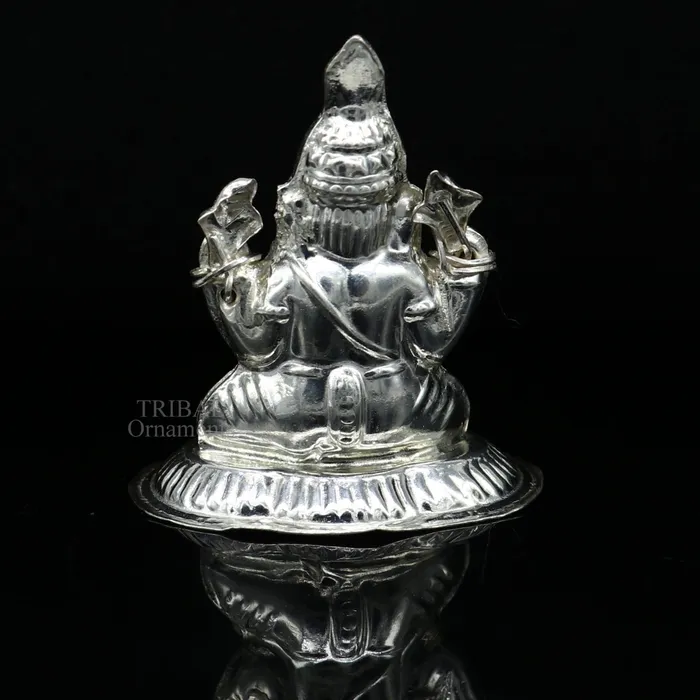 Necklaces TRIBAL ORNAMENTS Lord Ganesha divine statue fabulous Sterling silver ganesha statue figurine for home temple diwali puja article utensils art493