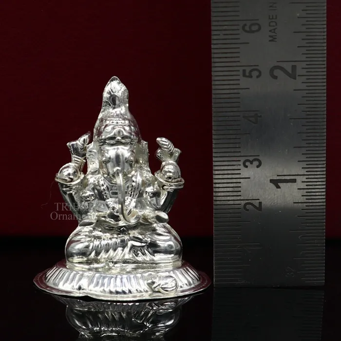 Necklaces TRIBAL ORNAMENTS Lord Ganesha divine statue fabulous Sterling silver ganesha statue figurine for home temple diwali puja article utensils art493