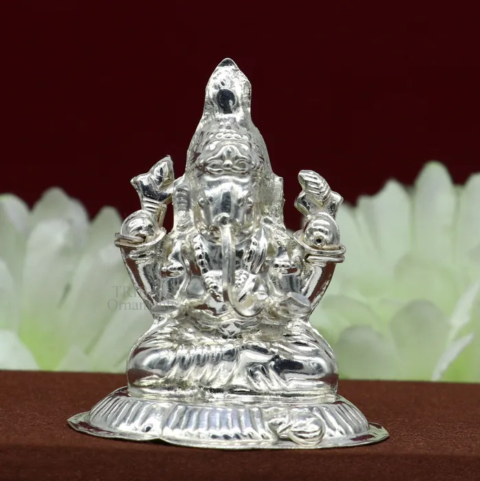 Necklaces TRIBAL ORNAMENTS Lord Ganesha divine statue fabulous Sterling silver ganesha statue figurine for home temple diwali puja article utensils art493