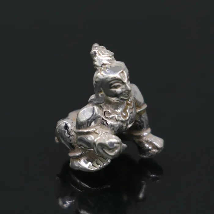 Necklaces TRIBAL ORNAMENTS Solid silver handmade Hindu idol little Krishna Ladu Gopal small statue sculpture home temple Balgopal puja art crawling krishna su198 Necklaces TRIBAL ORNAMENTS Solid silver handmade Hindu idol little Krishna Ladu Gopal small statue sculpture home temple Balgopal puja art crawling krishna su198