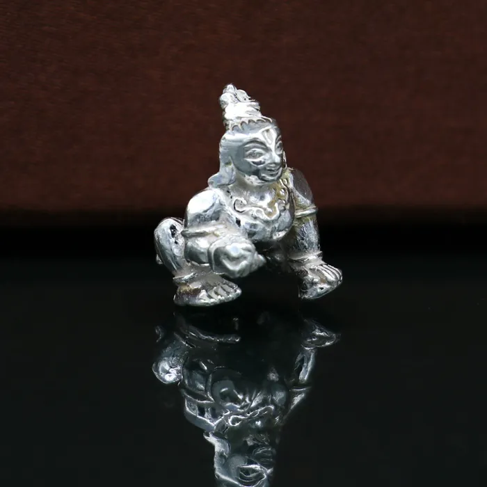 Necklaces TRIBAL ORNAMENTS Solid silver handmade Hindu idol little Krishna Ladu Gopal small statue sculpture home temple Balgopal puja art crawling krishna su198 Necklaces TRIBAL ORNAMENTS Solid silver handmade Hindu idol little Krishna Ladu Gopal small statue sculpture home temple Balgopal puja art crawling krishna su198