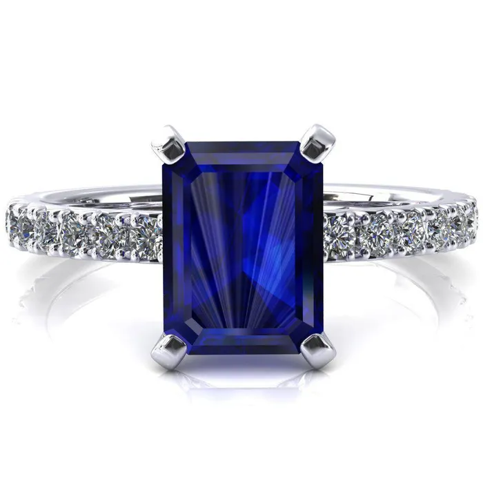 Nefili Emerald Blue Sapphire 4 Prong 58 Eternity Diamond French Pave Engagement Ring Fire Brilliance Rings Nefili Emerald Blue Sapphire 4 Prong 58 Eternity Diamond French Pave Engagement Ring Fire Brilliance Rings