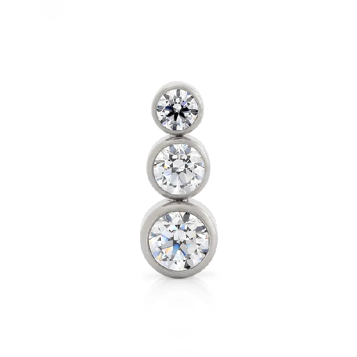 Neometal Inc Rings BezelSet Faceted 3 Gem Cluster Tapered