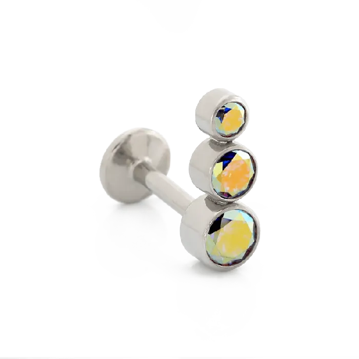 Neometal Inc Rings BezelSet Faceted 3 Gem Cluster Tapered