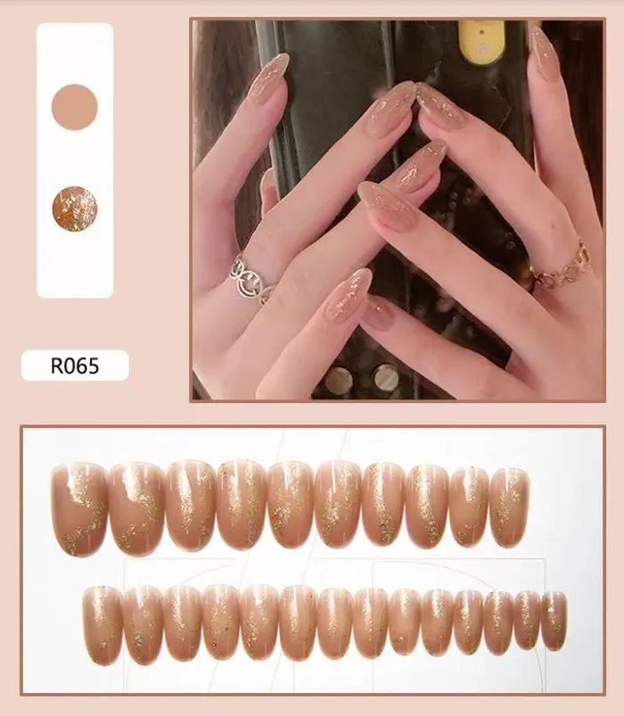 NS550 Medium Length Almond Press On Nails 24 Pieces R065 Polly Earrings