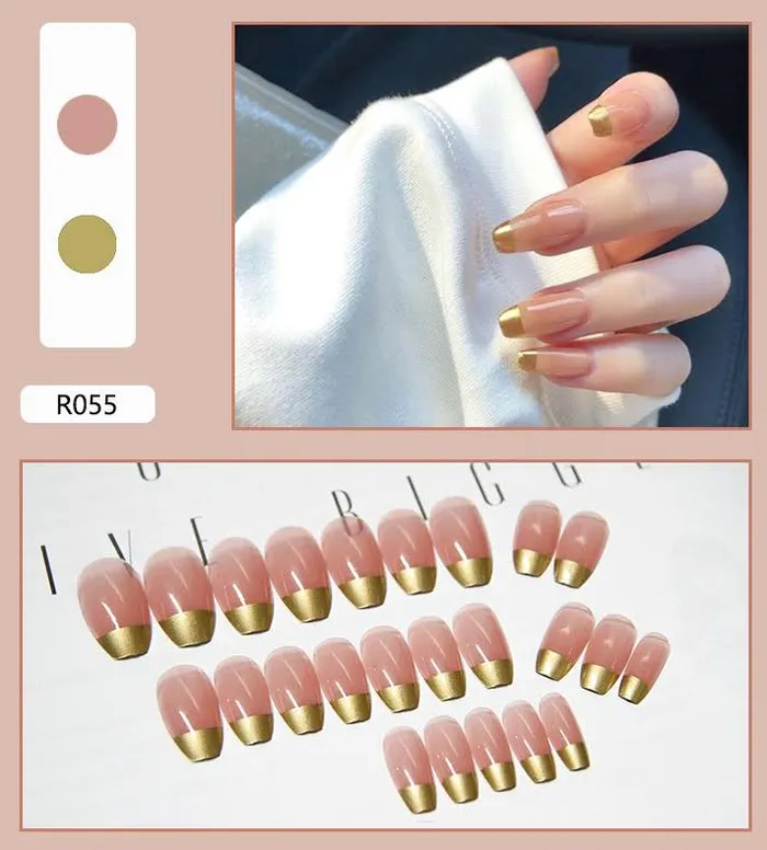NS611 Long Plastic Ballerina Press On Nails 24 Pieces R055 Polly Earrings