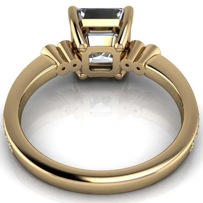 Pascala Asscher Moissanite Diamond Side 4 Prong Engagement Ring Fire Brilliance Rings