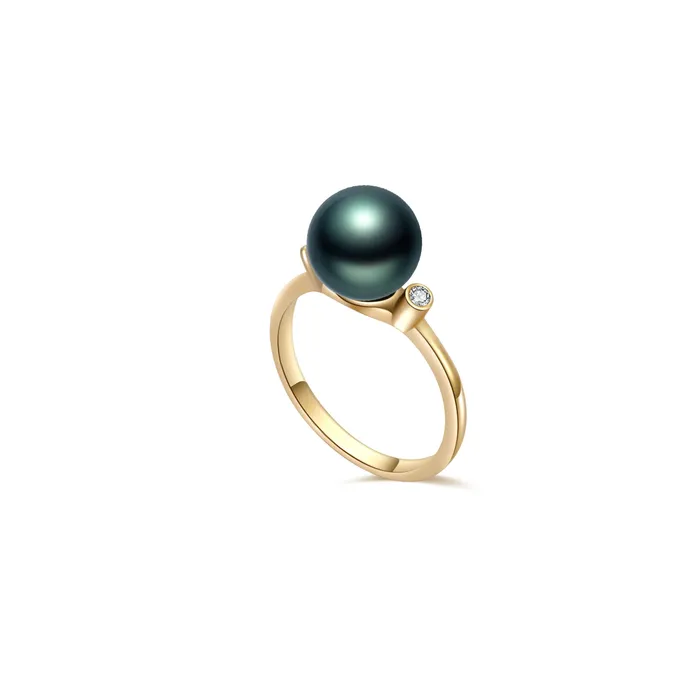 Pearly Lustre 18K Solid Gold Tahitian Pearl Ring KR00070 Rings