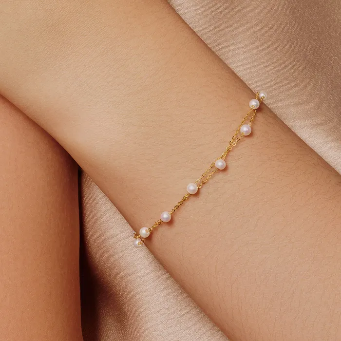 Pearly Lustre Bracelets 18K Solid Gold Freshwater Pearl Bracelet KB00035