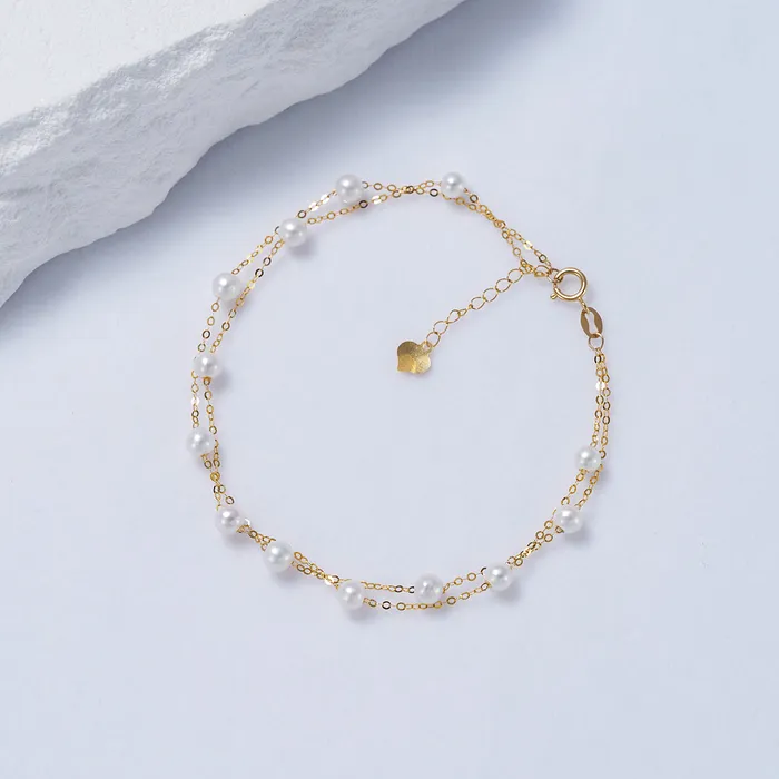 Pearly Lustre Bracelets 18K Solid Gold Freshwater Pearl Bracelet KB00035